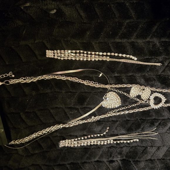 Silver Rhinestone Jewelry Set - Picture 1 of 5